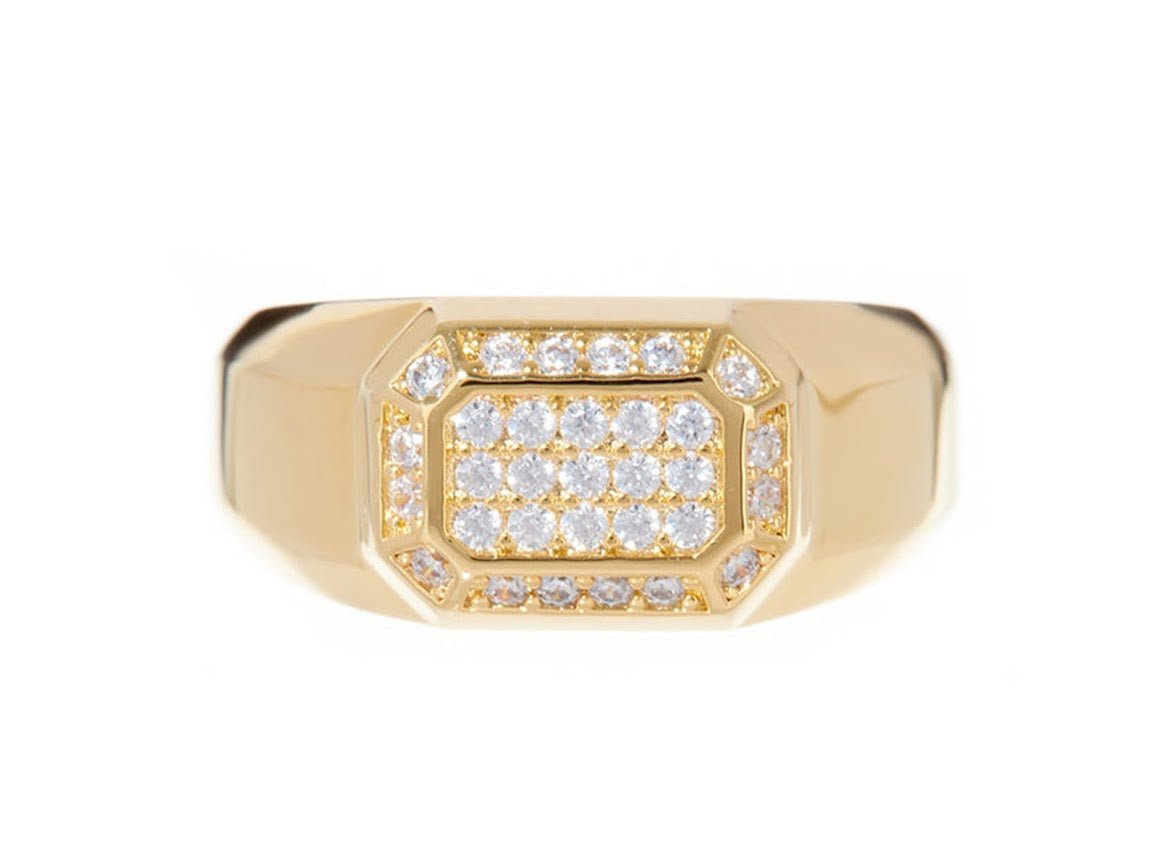 Faceted CZ Signet Ring