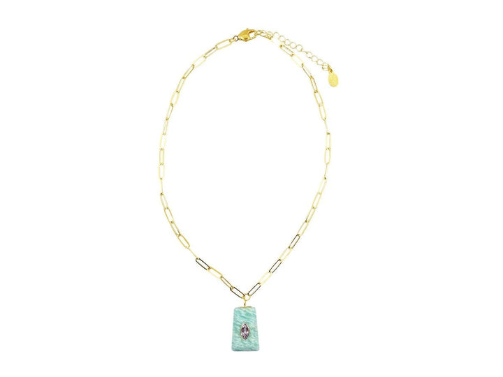 Amazonite and Amethyst Pendant Necklace