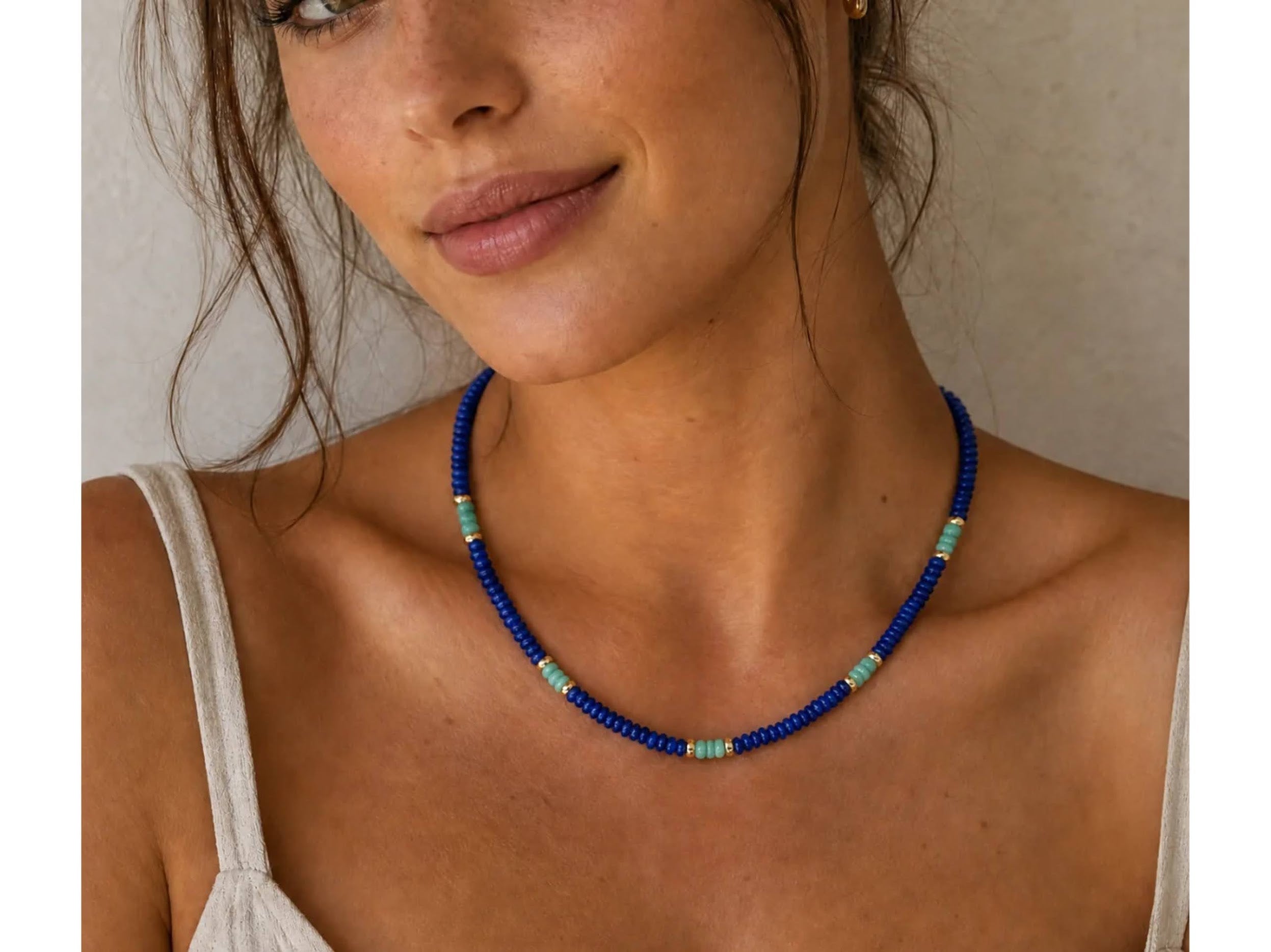 Blue Jade and Green Opal Necklace