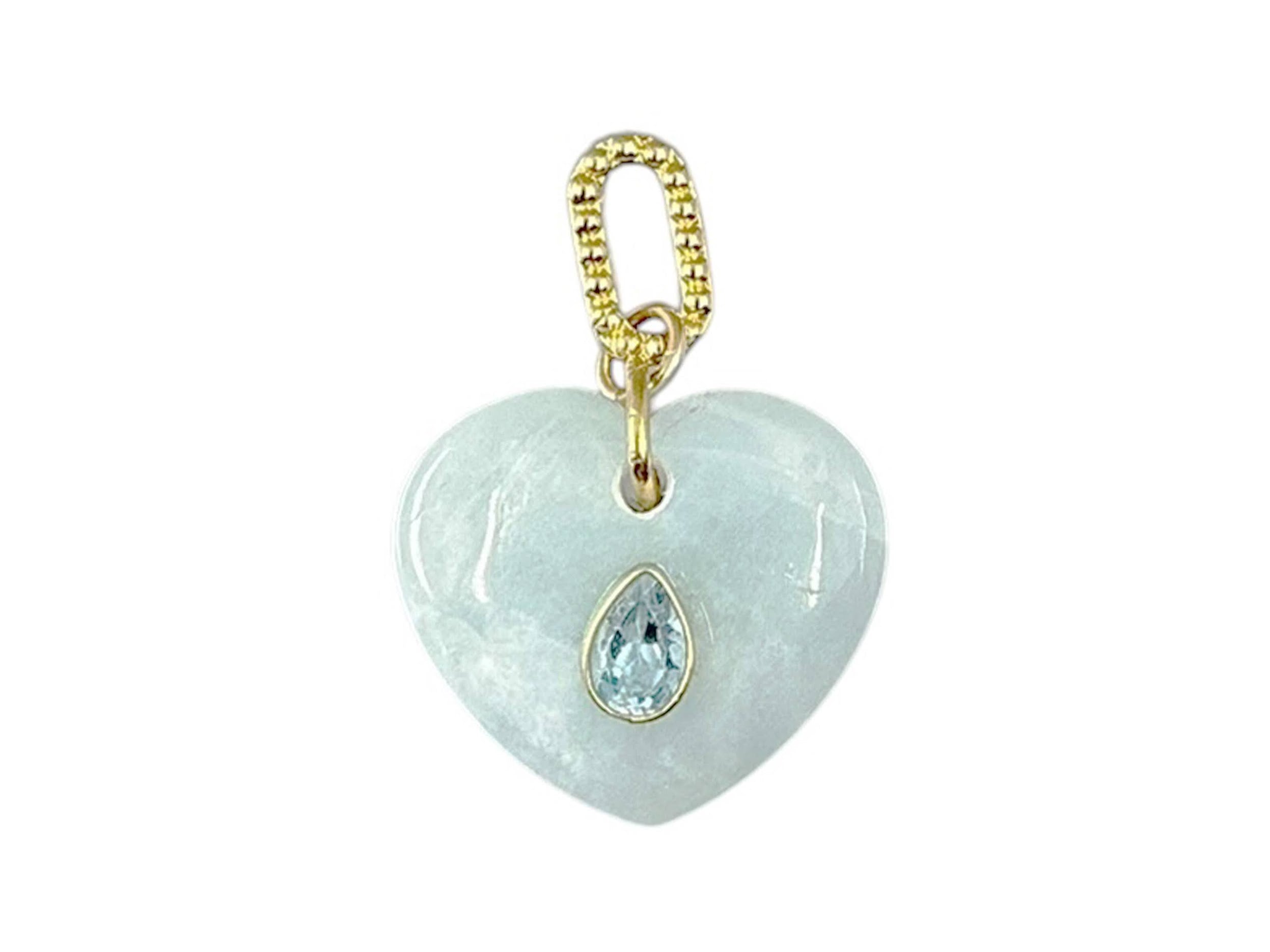 Aquamarine Heart Charm with Blue Topaz