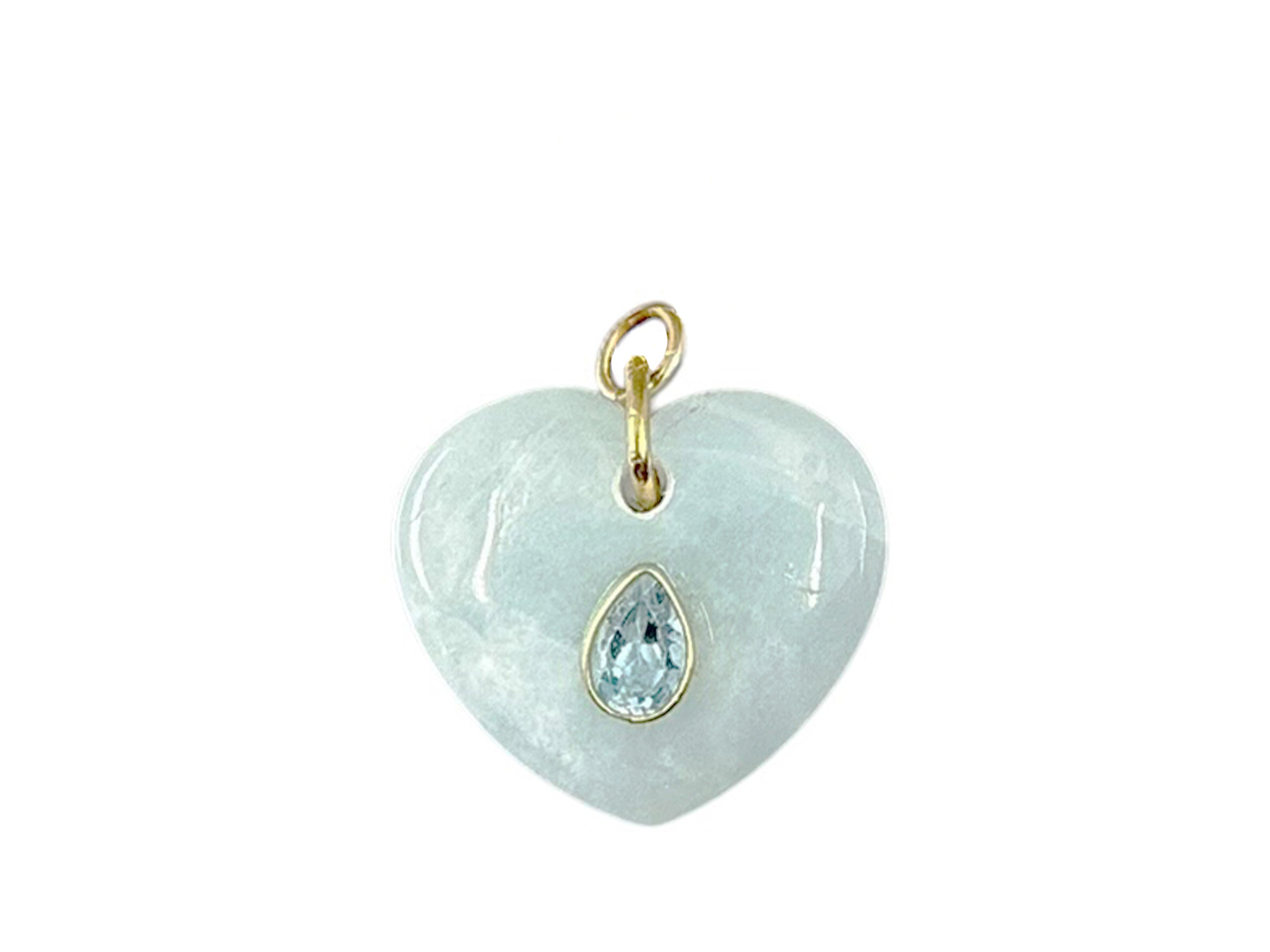 Aquamarine Heart Charm with Blue Topaz