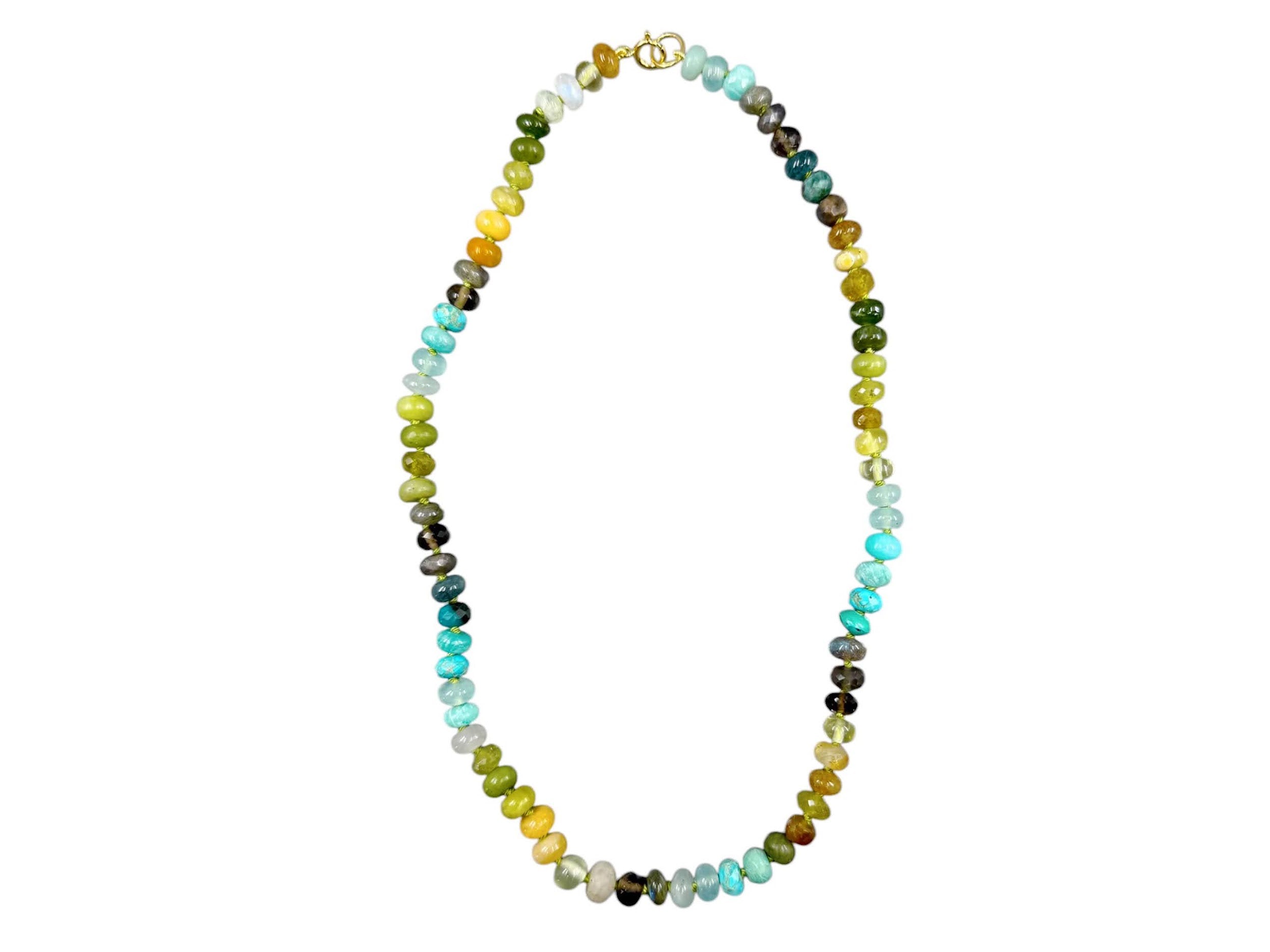 Beaded Gemstone Ocean Grass Necklace