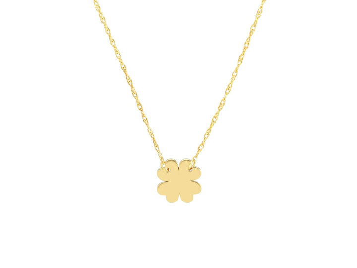 14k Mini Four-Leaf Clover Charm Necklace