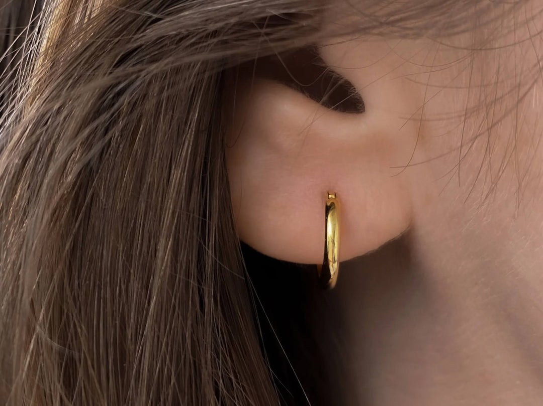 Gold Round Huggie Hoops