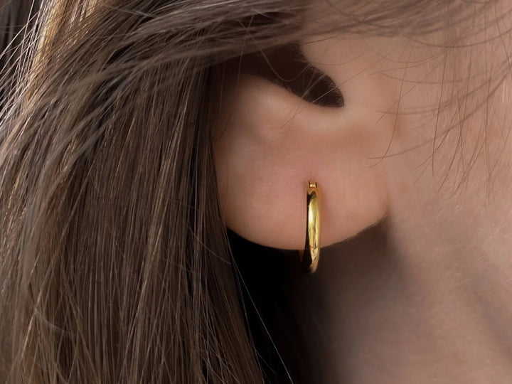 Gold Round Huggie Hoops