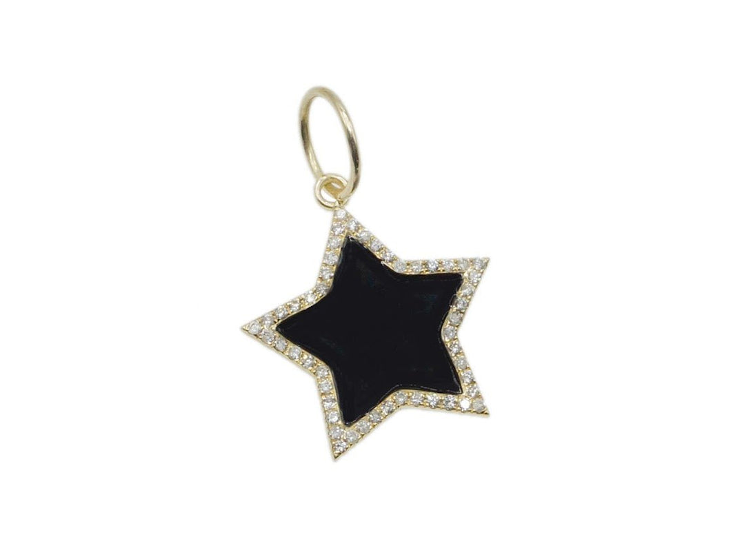 14k Black Enamel Star Pendant with Pave Diamonds