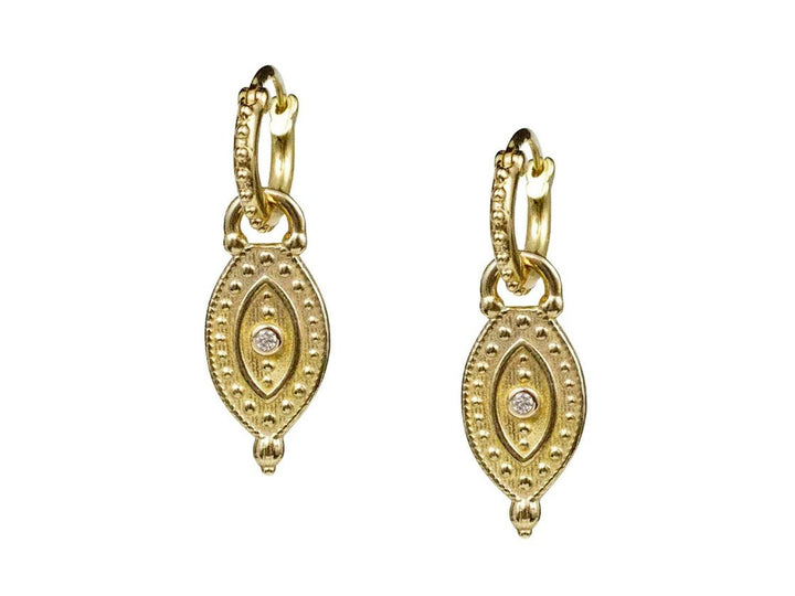 Vertical Evil Eye Earrings with Diamonds