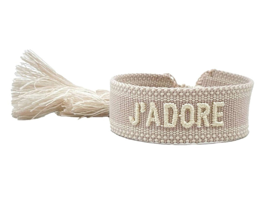 Taupe and Cream Woven ADORE Bracelet