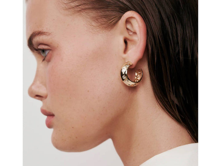 Gold Chunky Hoops with Various CZs