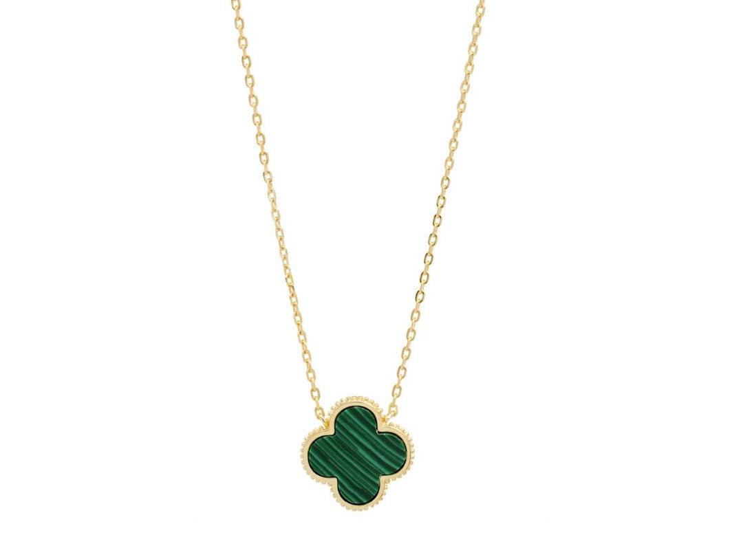 Malachite Beaded Clover Necklace