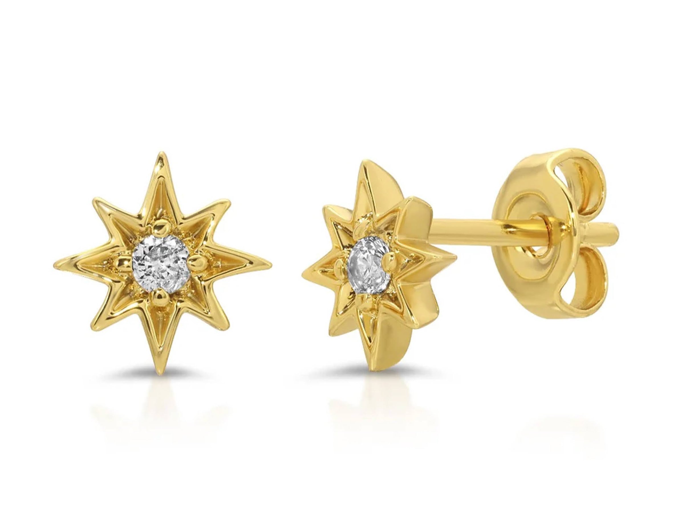 Gold Star Studs with CZs