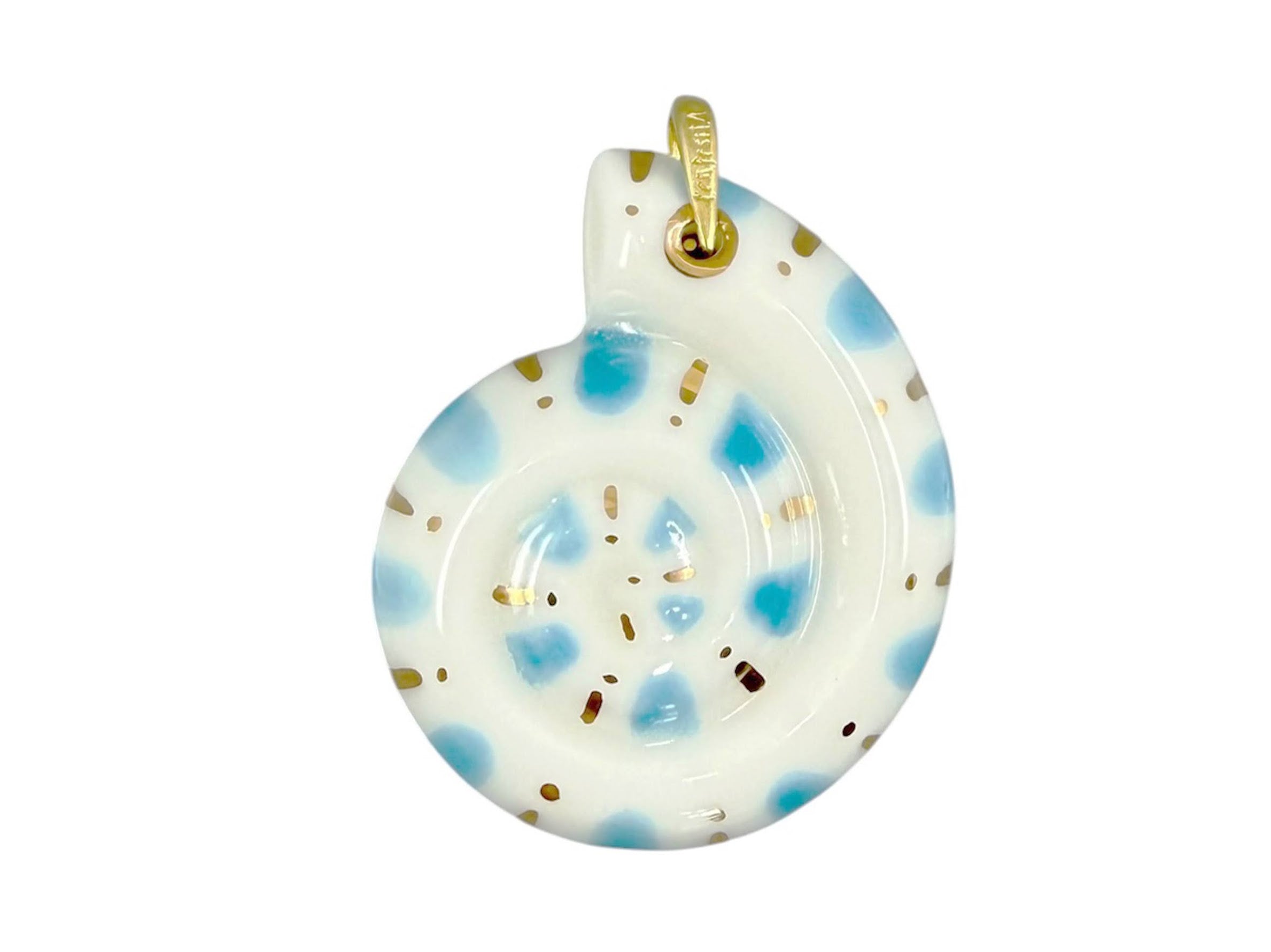 Small White and Baby Blue Ammonite Charm
