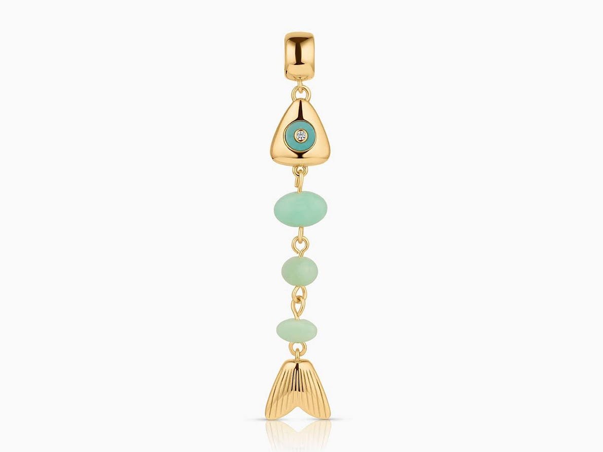 Abstract Fish Charm with Chrysoprase