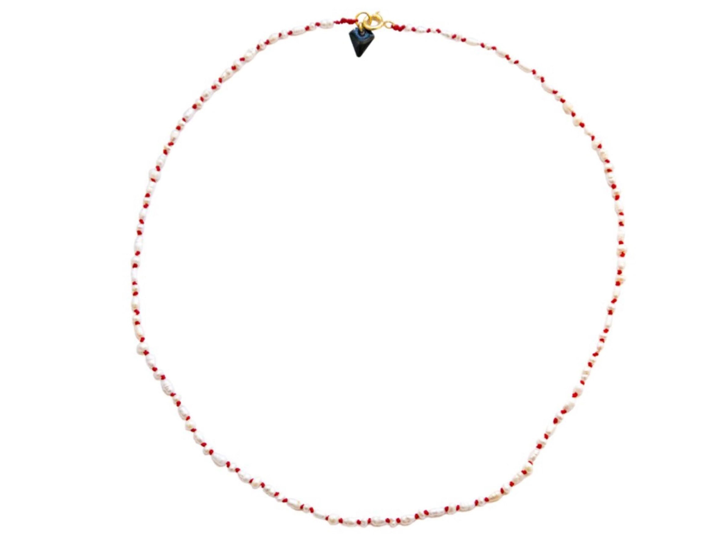 Red Beads and Freshwater Pearls Necklace