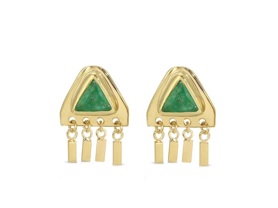 14k Emerald Pyramid Earrings