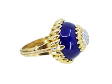 Load image into Gallery viewer, 18k 1980s Blue Enamel and Diamond Bombe Ring
