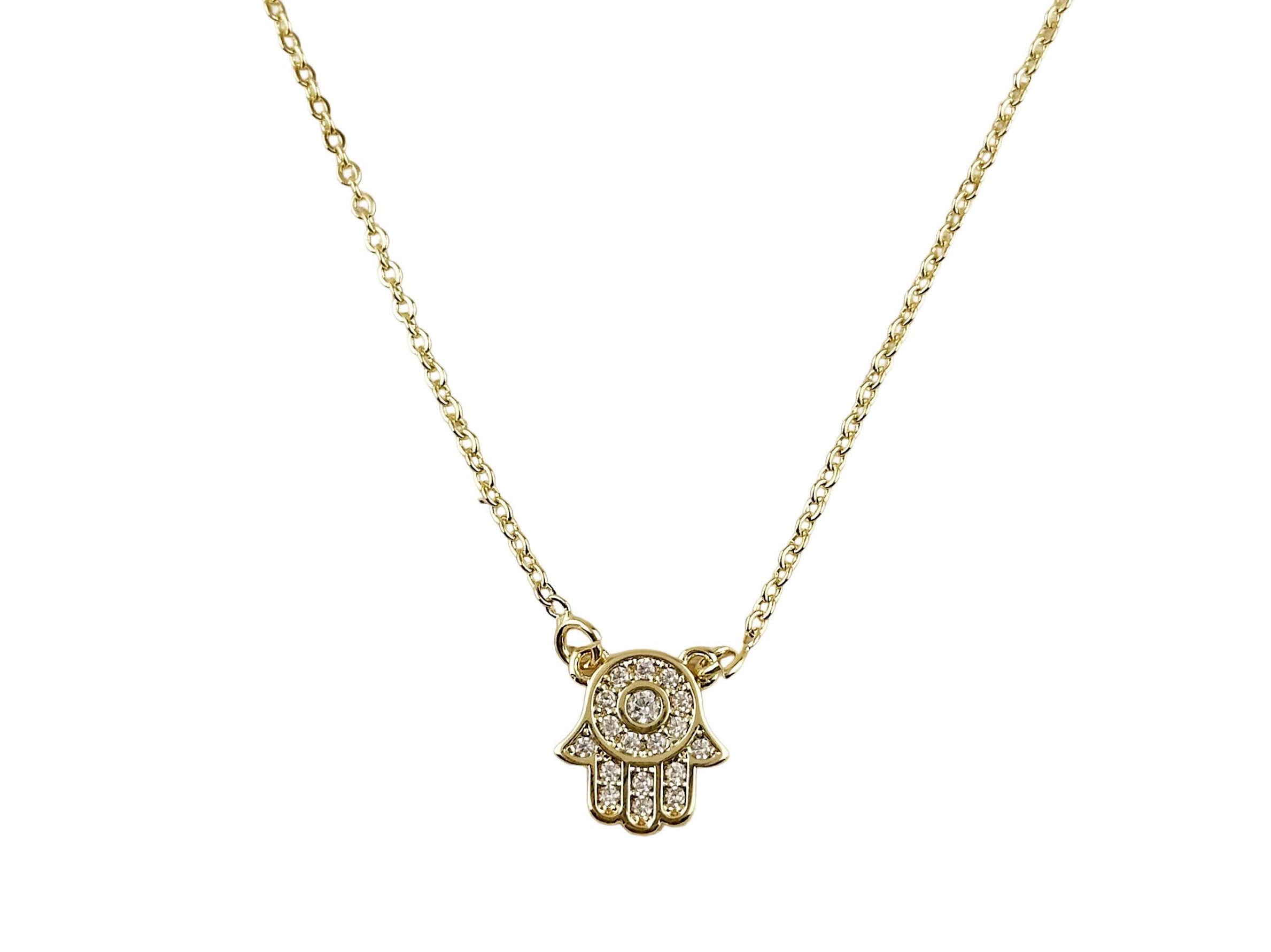 Hamsa Hand Necklace with CZs