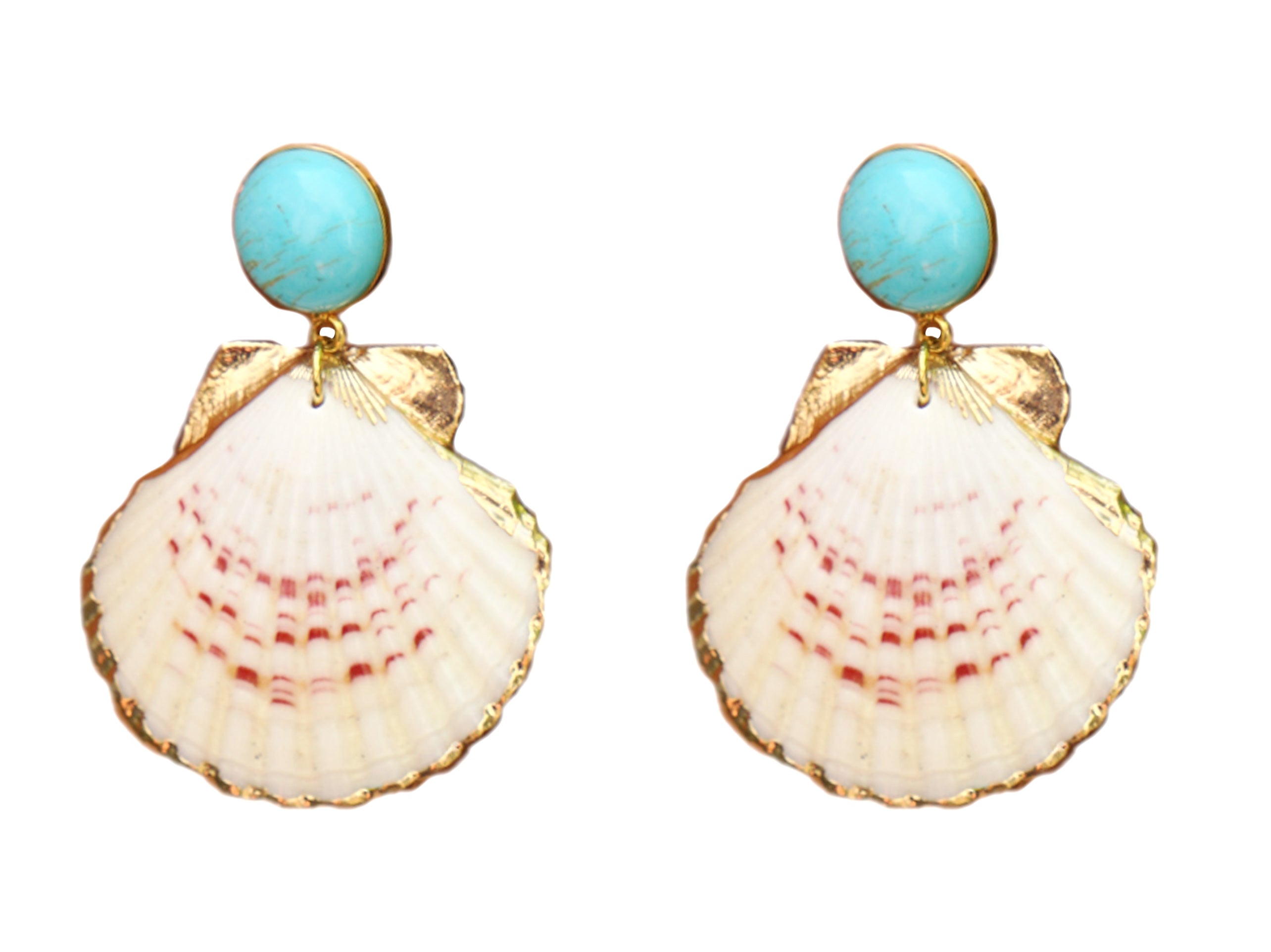 Turquoise and Scallop Shell Earrings