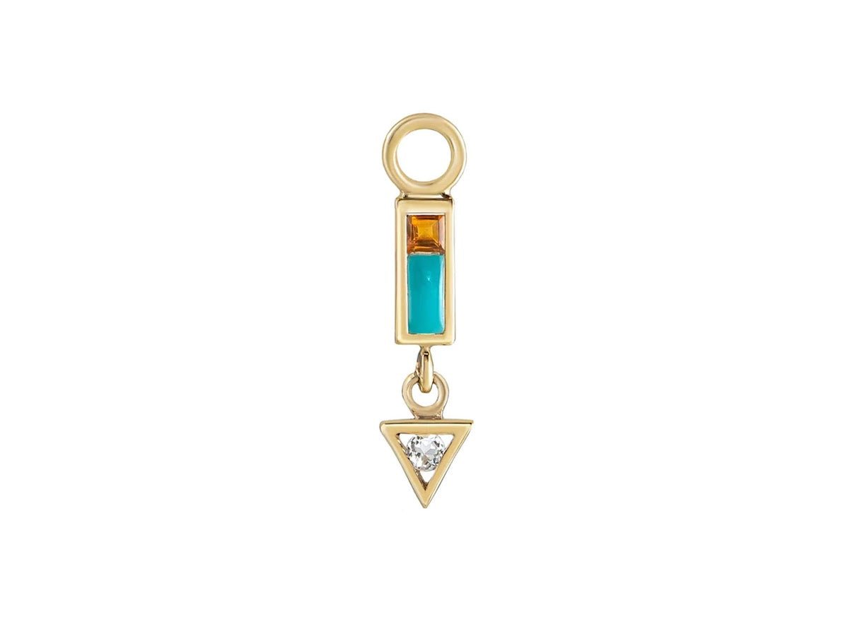 9k Turquoise, Citrine, and Diamond Drop Charm