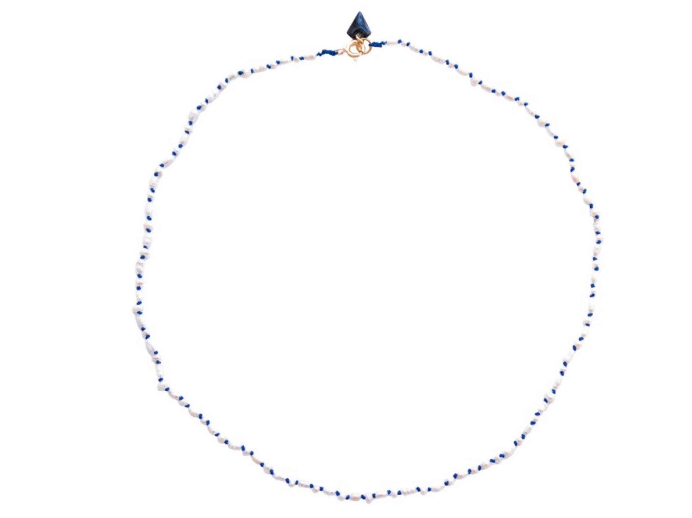 Blue Beads and Freshwater Pearls Necklace