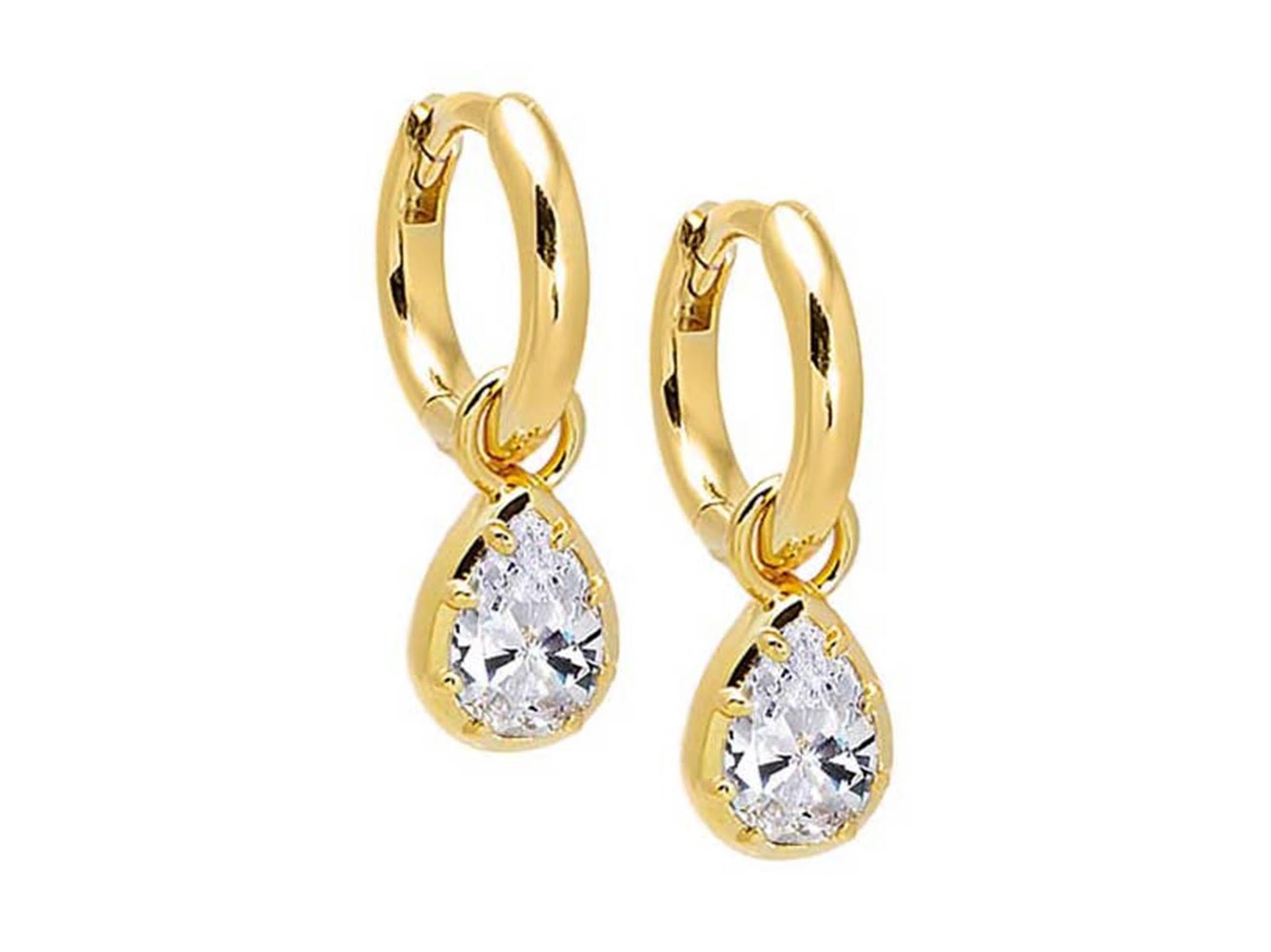 CZ Teardrop Huggie Hoops