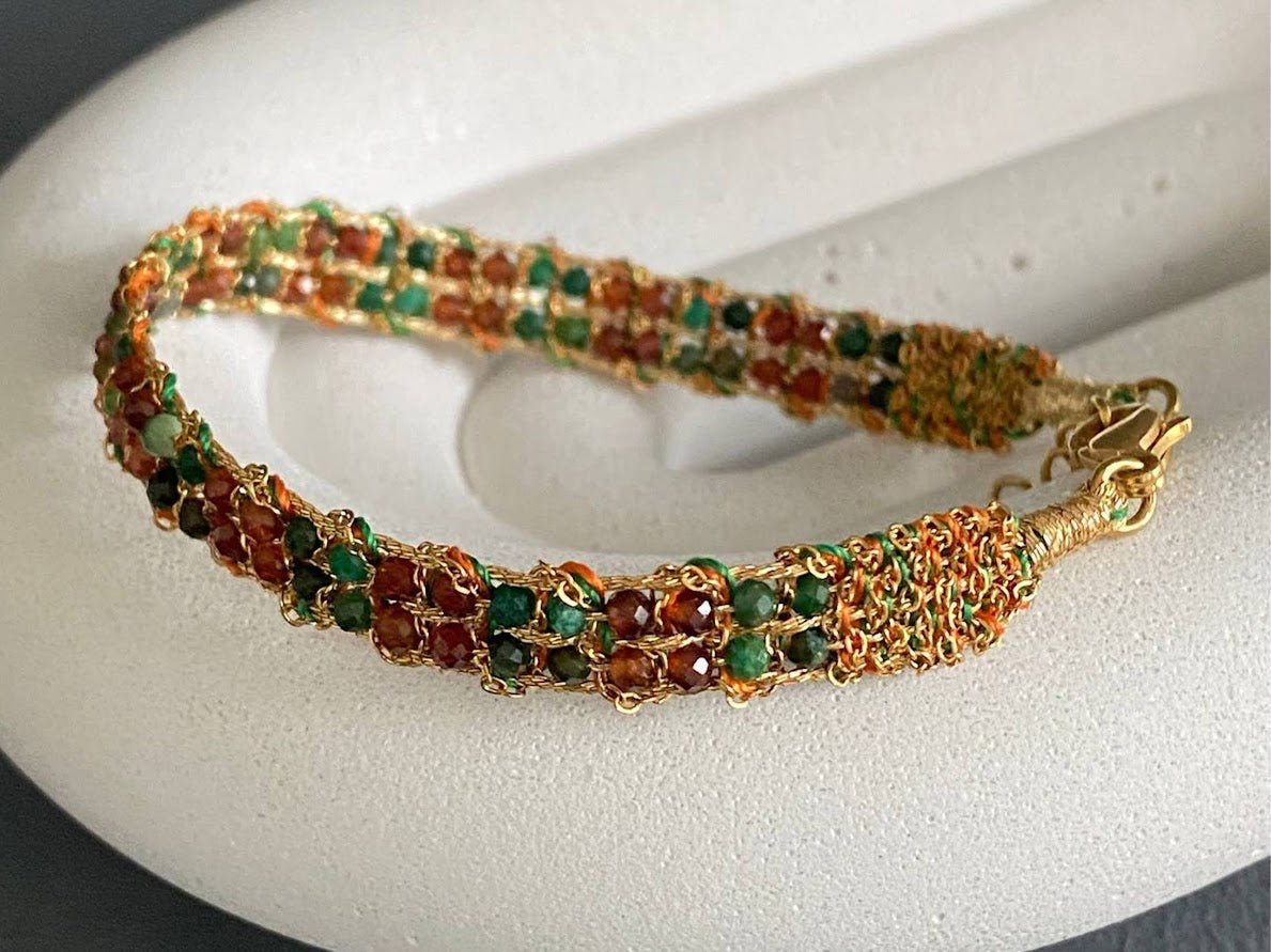 Handwoven Bracelet with Natural Stones