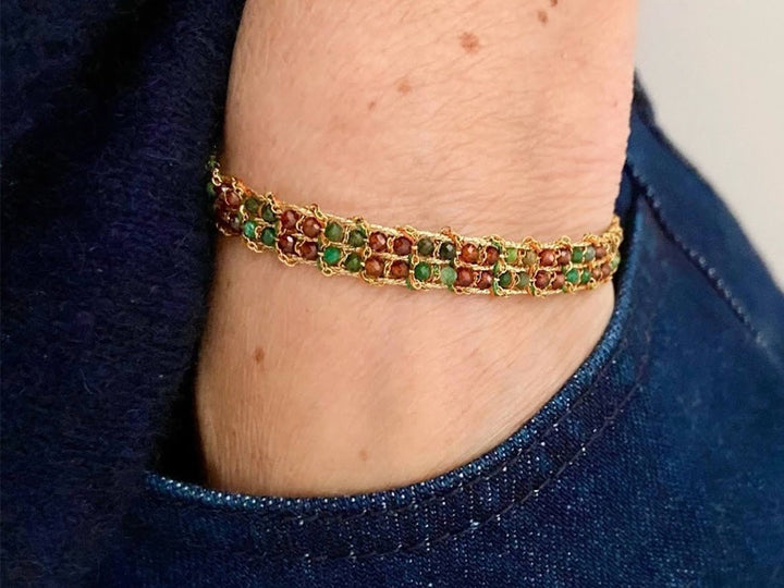 Handwoven Bracelet with Natural Stones