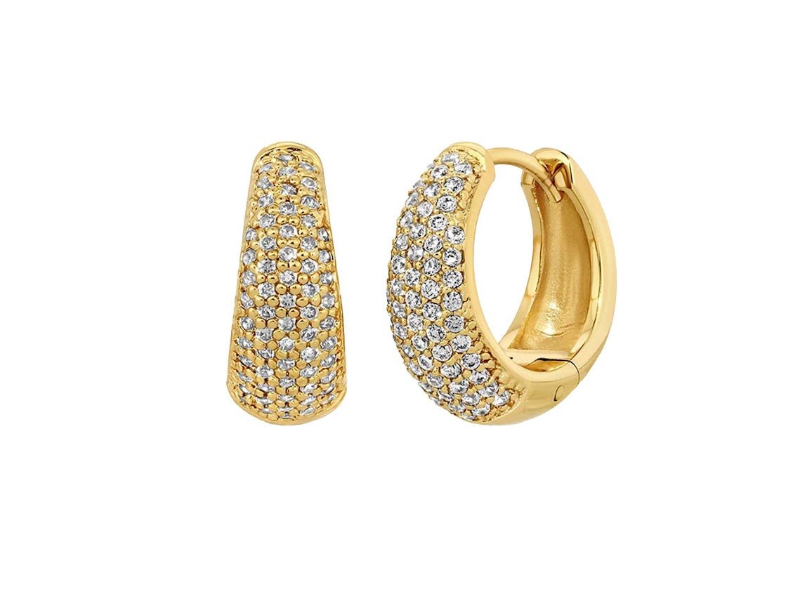 Gold CZ Encrusted Hoops