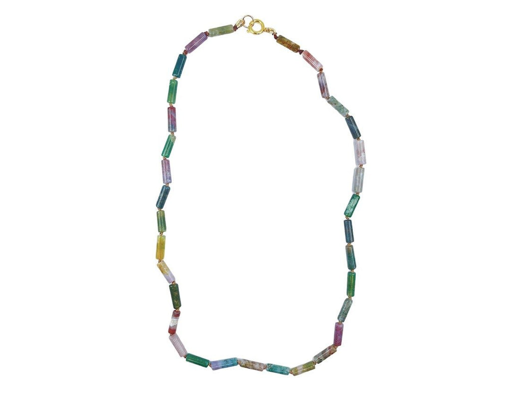 Agate Tube Bead Strand Necklace