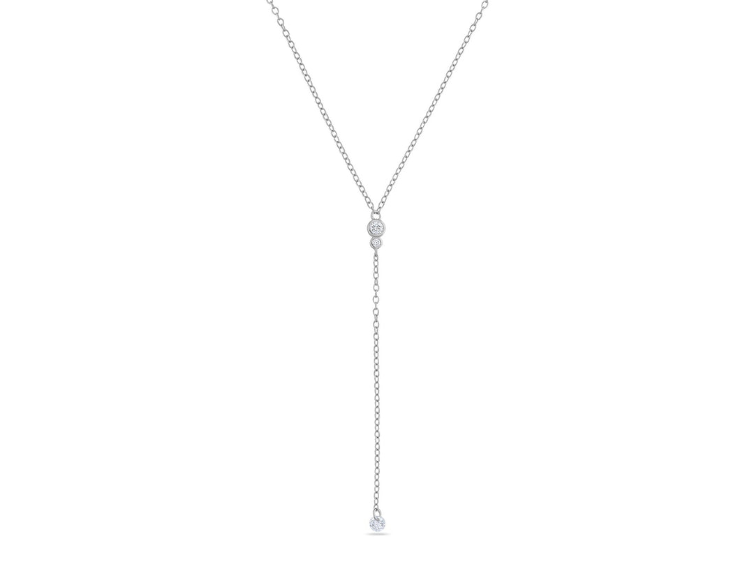 Silver Lariat Necklace with CZs