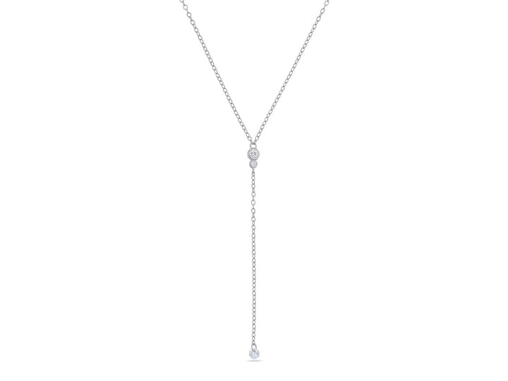 Silver Lariat Necklace with CZs