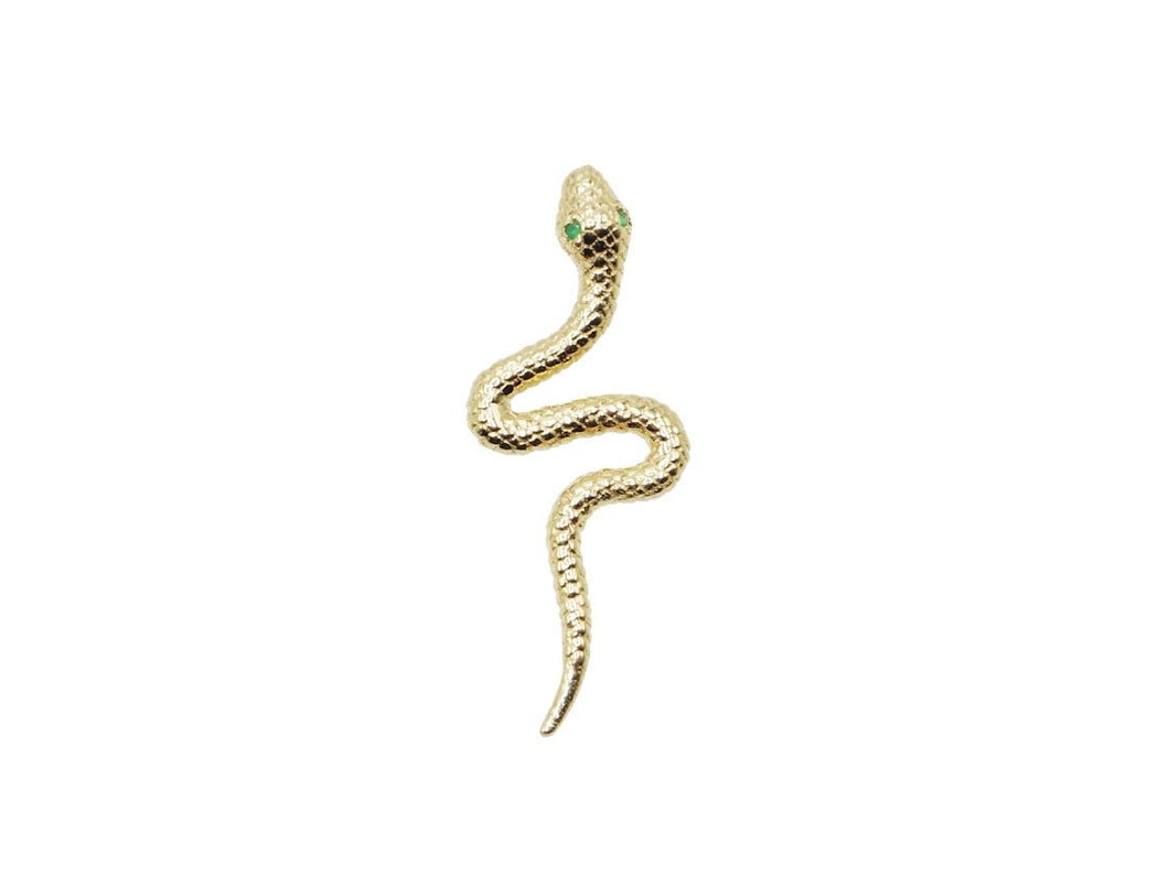 14k Snake Charm with Emerald Eyes