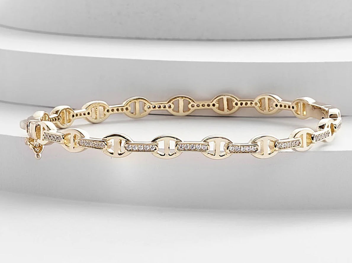 Gold Link Bangle with CZs.