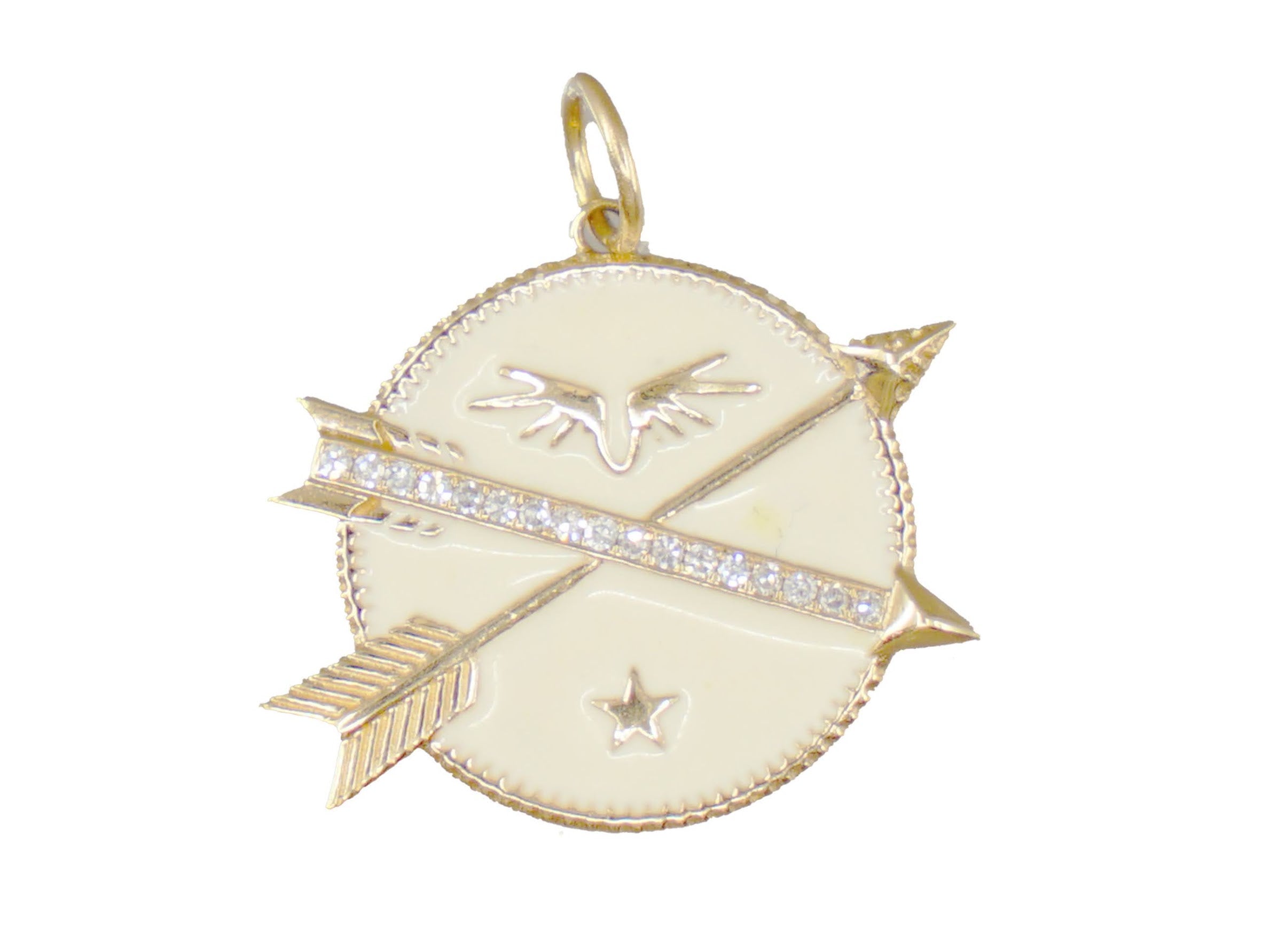 14k Arrows Pendant with Enamel and Diamonds