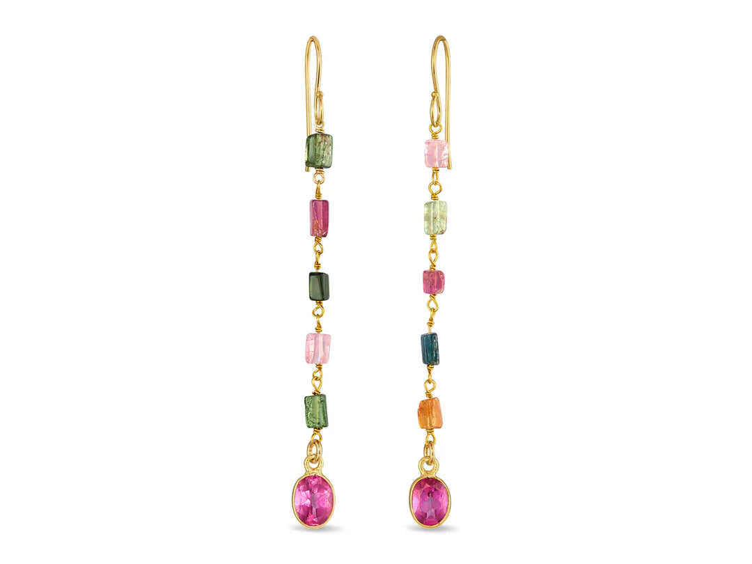 Tourmaline and Pink Topas Drop Earrings