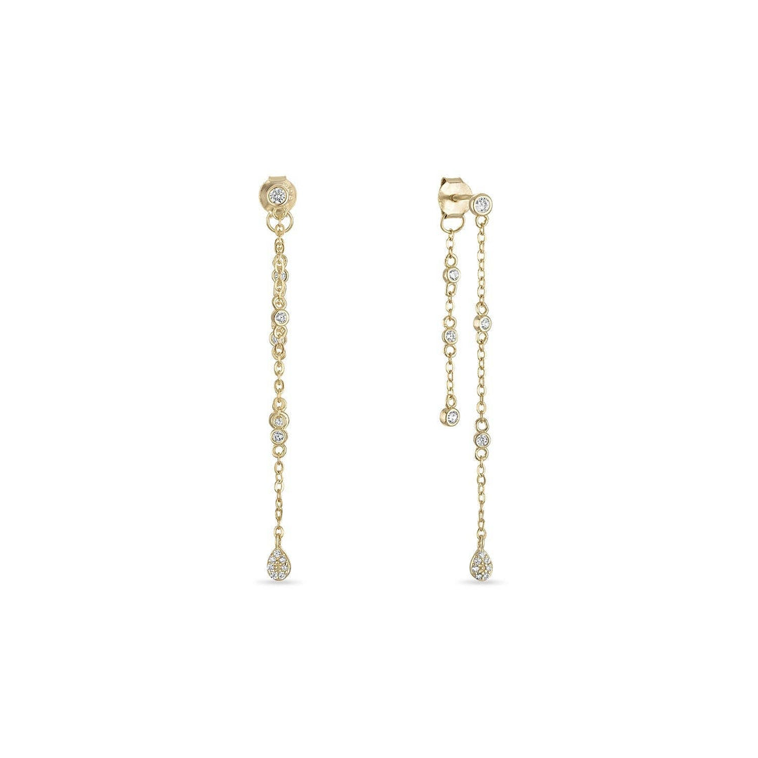 Gold Double Chain Duster Stud Earrings