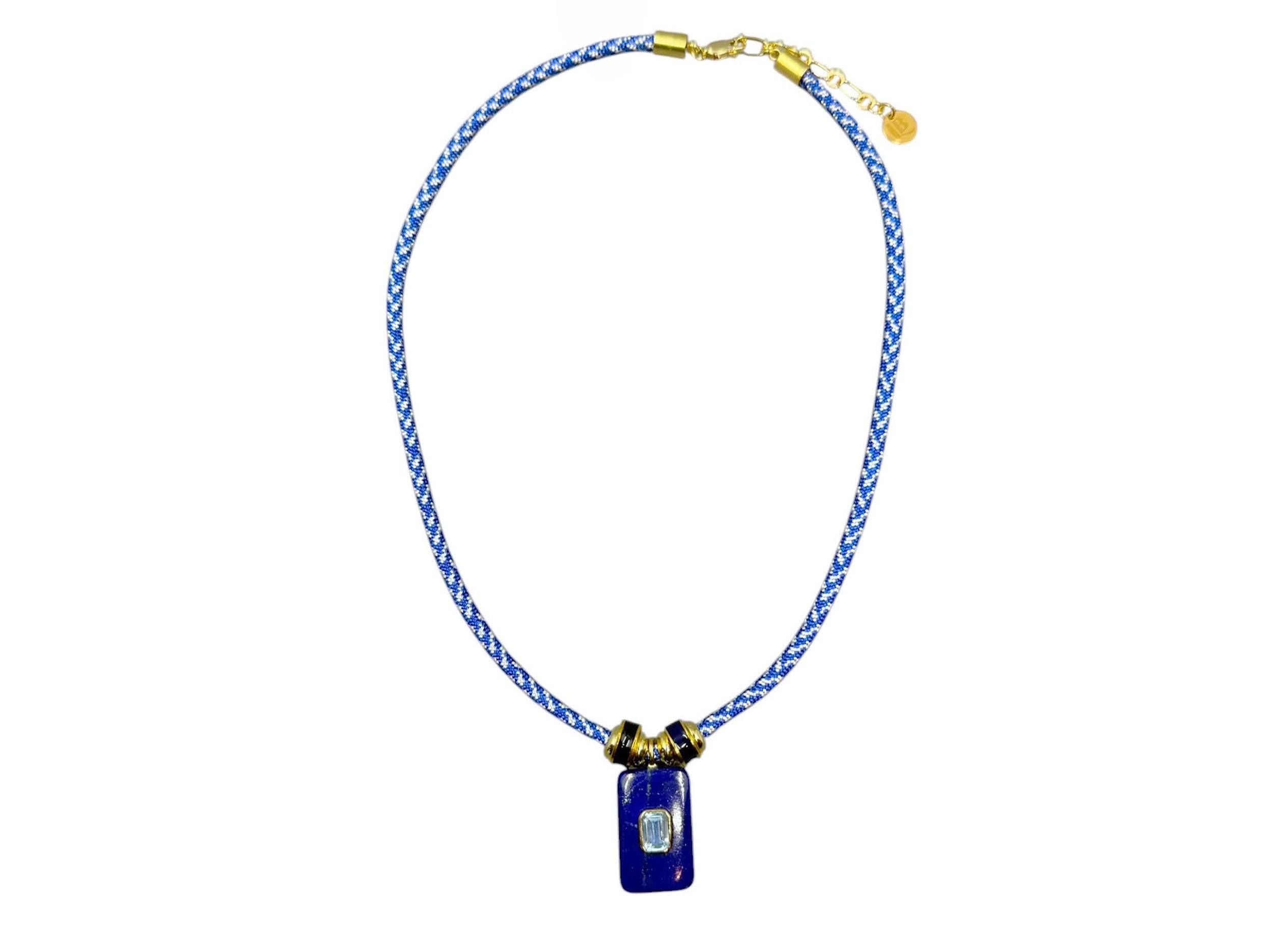 Lapis and Blue Topaz on Paracord Necklace