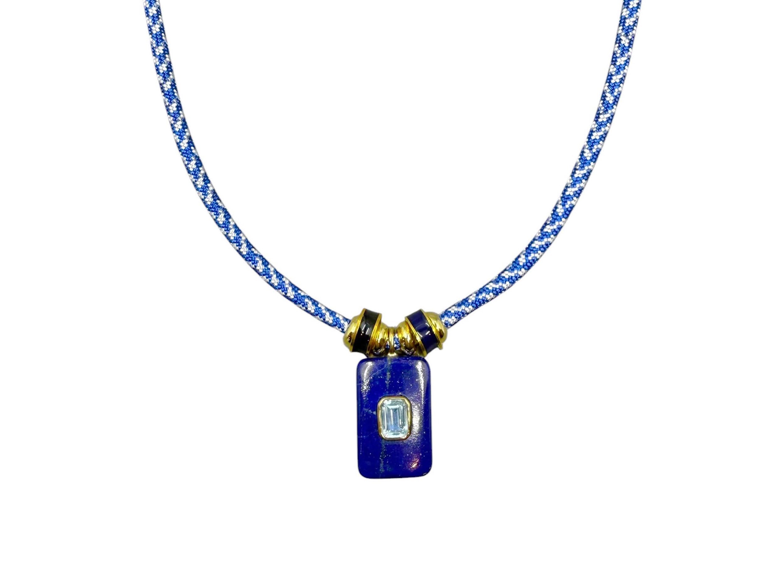 Lapis and Blue Topaz on Paracord Necklace