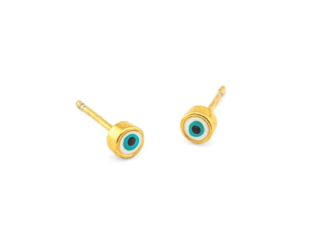 Round Enamel Eye Stud Earrings
