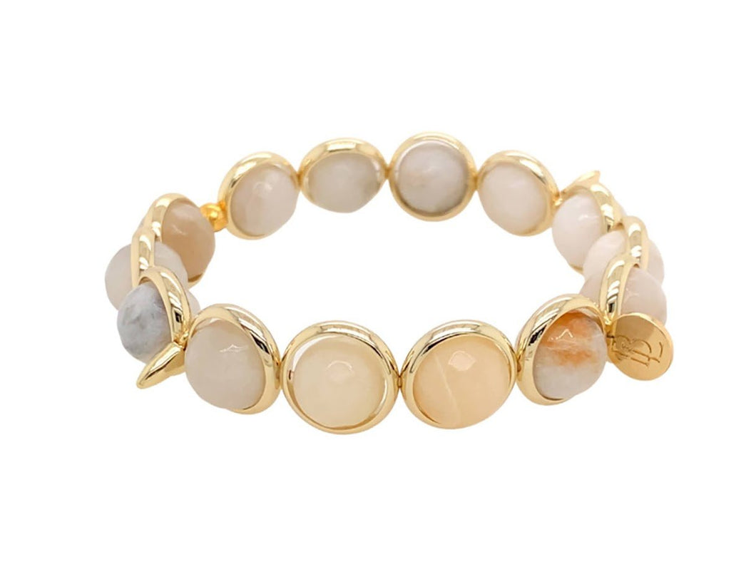 Faceted Golden White Agate Bracelet with Spikes