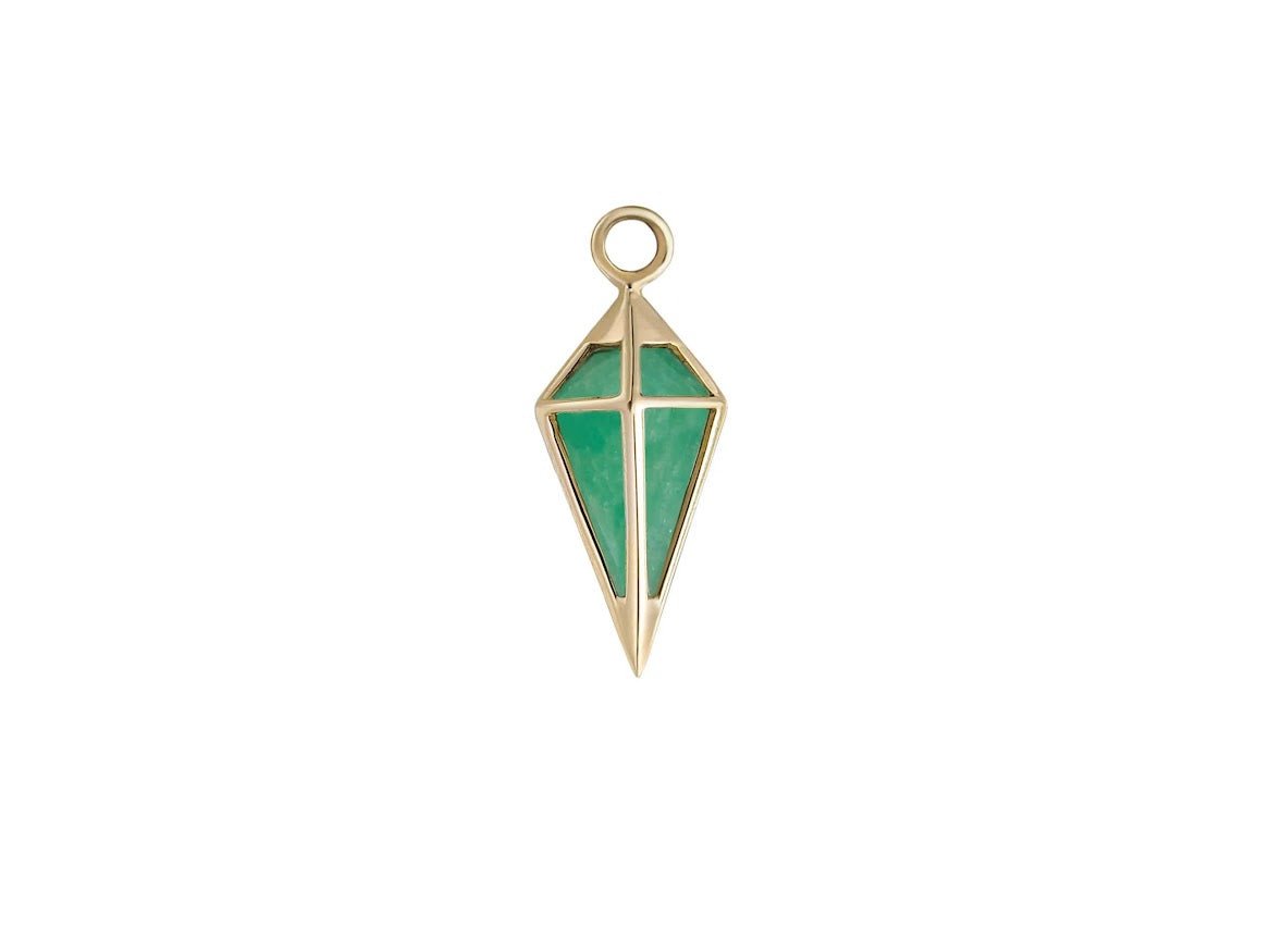 9k Emerald Quartz Pendulum Drop Charm
