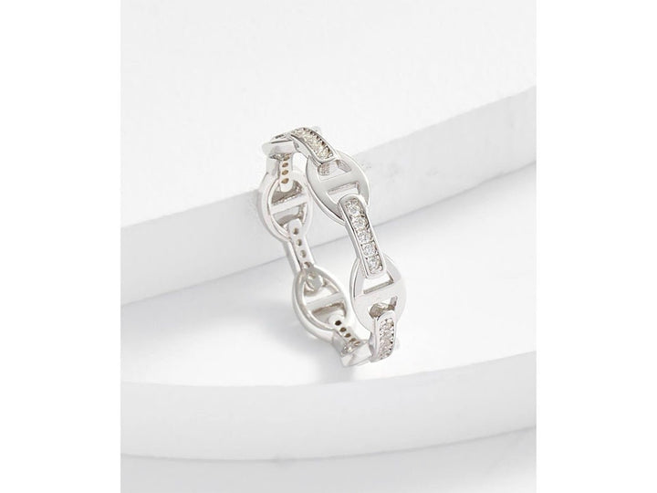 Silver Link Ring with CZs