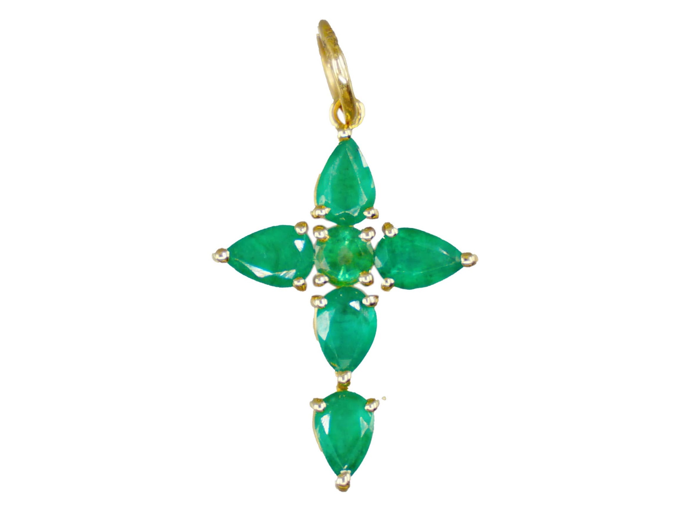 14k Emerald Cross Pendant