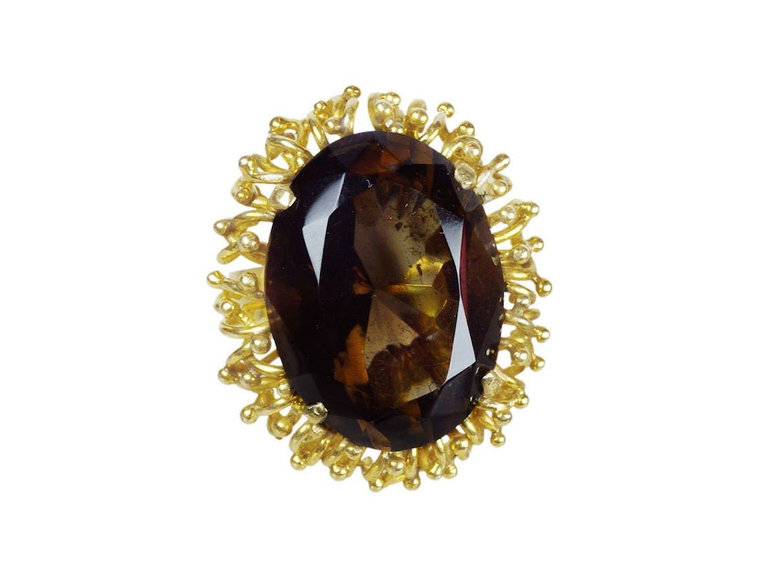 1970s 14k Smoky Quartz Statement Ring