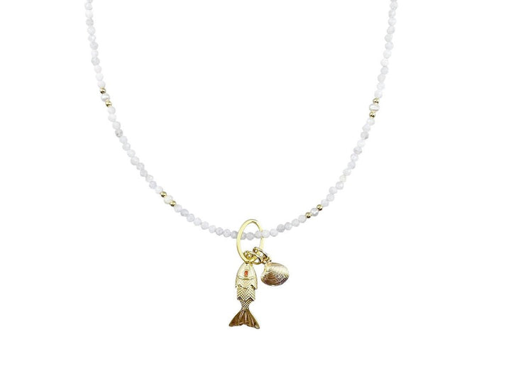 White Agate Choker with Nautical Charms