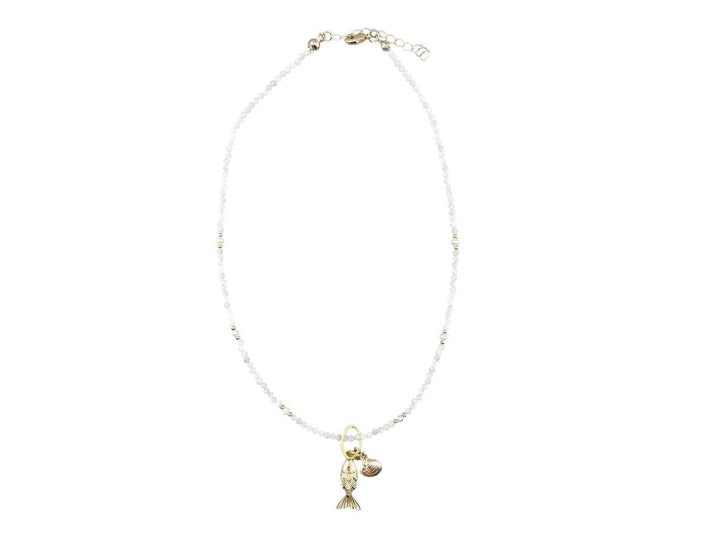 White Agate Choker with Nautical Charms