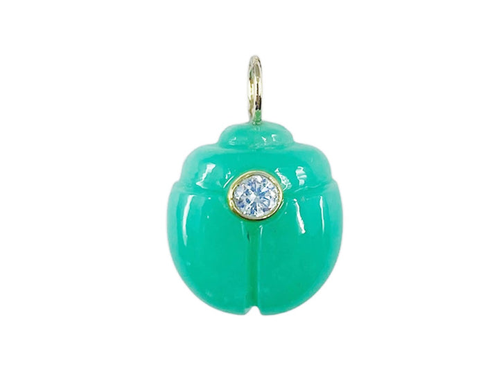 Chrysoprase Ladybug Charm with White Topaz