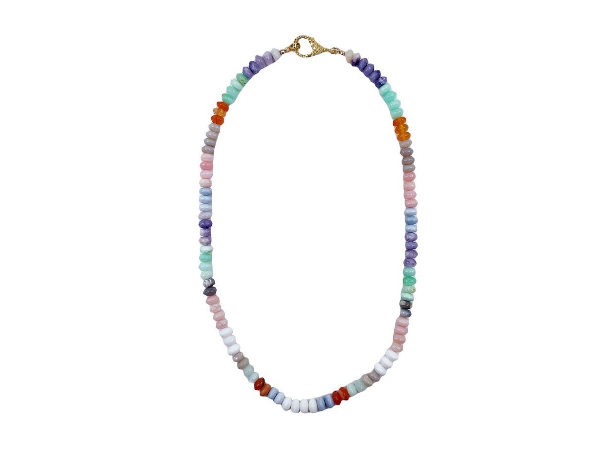 Multicolor Opal Strand Necklace with Diamond Clasp