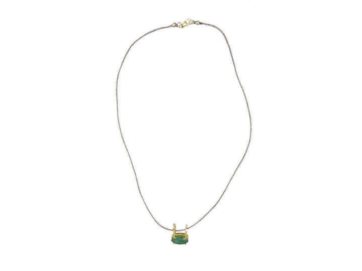 Marquise-Cut Emerald and Diamond Drop Pendant Necklace