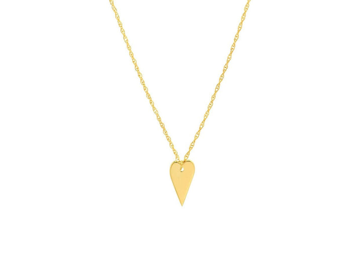 14k Mini Engravable Flat Heart Charm Necklace